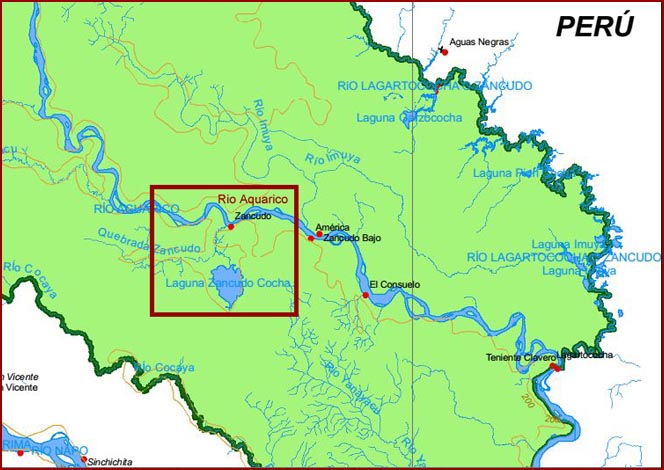Kartenausschnitt Zancudo Cocha im Naturreservat Cuyabeno